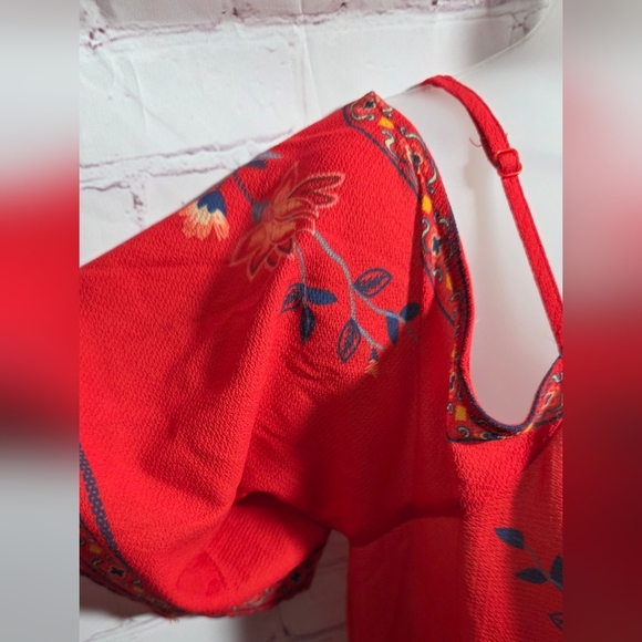 Flying Tomato Womens Red Boho Cold  Shoulder Dress Sz Large - Picture 3 of 8